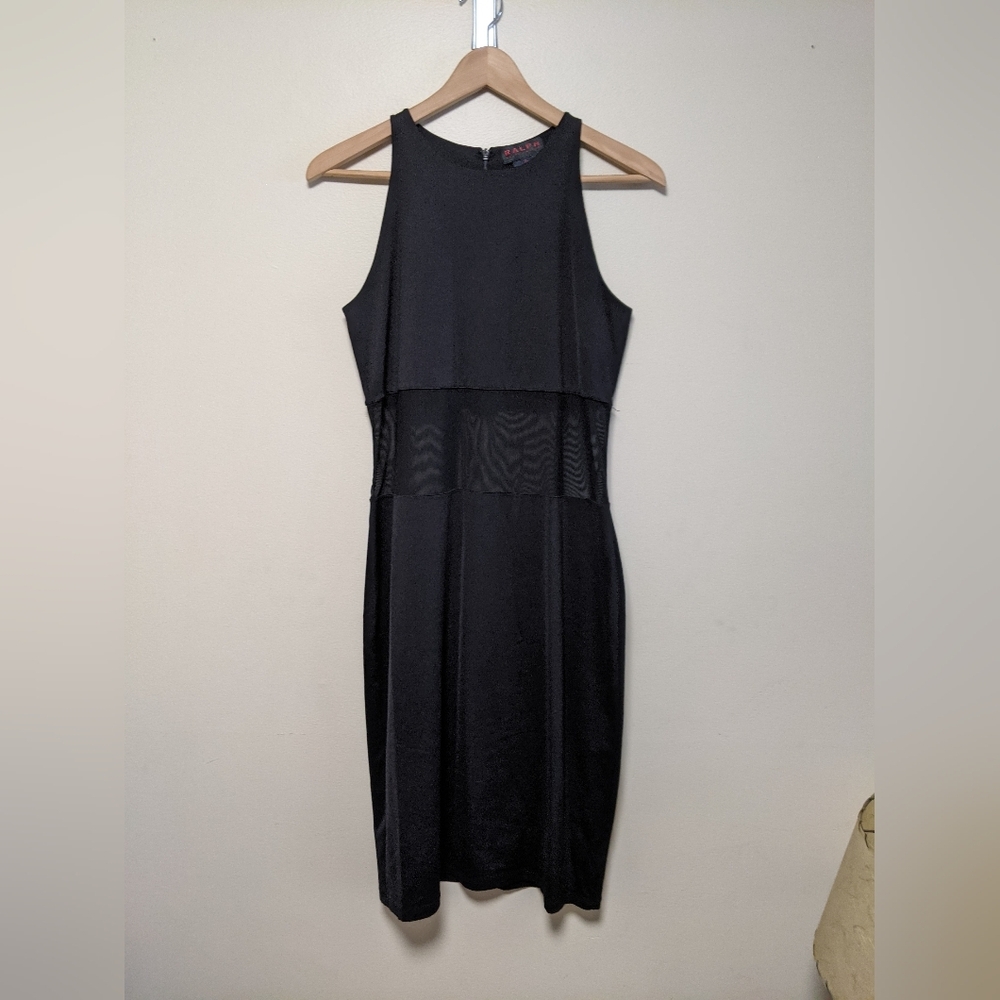 Ralph Lauren Black Mesh Panel Bodycon Dress | Size L